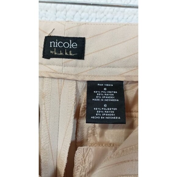 Nicole Miller Women's Beige Dress Pants Pink Pinstripe Size 6 With Pockets - Picture 7 of 11